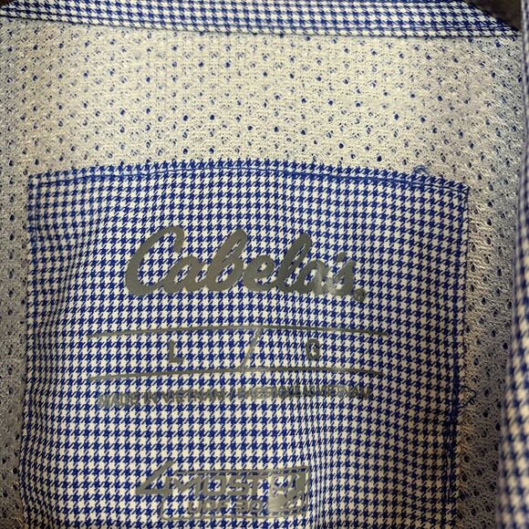 Cabelas Mens Fishing Shirt 4 Most UPF 30 Vented Blue White Houndstooth Large L - Picture 3 of 4